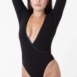 Los Angeles Apparel Women's B128CF - Long Sleeve Crossfront Bodysuit
