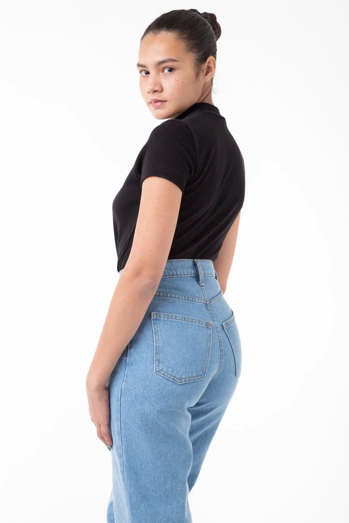 Los Angeles Apparel Women's R4309 - Mockneck Cap Sleeve Baby Tee 11 Los Angeles Apparel Women's R4309 - Mockneck Cap Sleeve Baby Tee