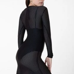 Los Angeles Apparel RNS309 - Long Sleeve Circle Mesh Dress Women's