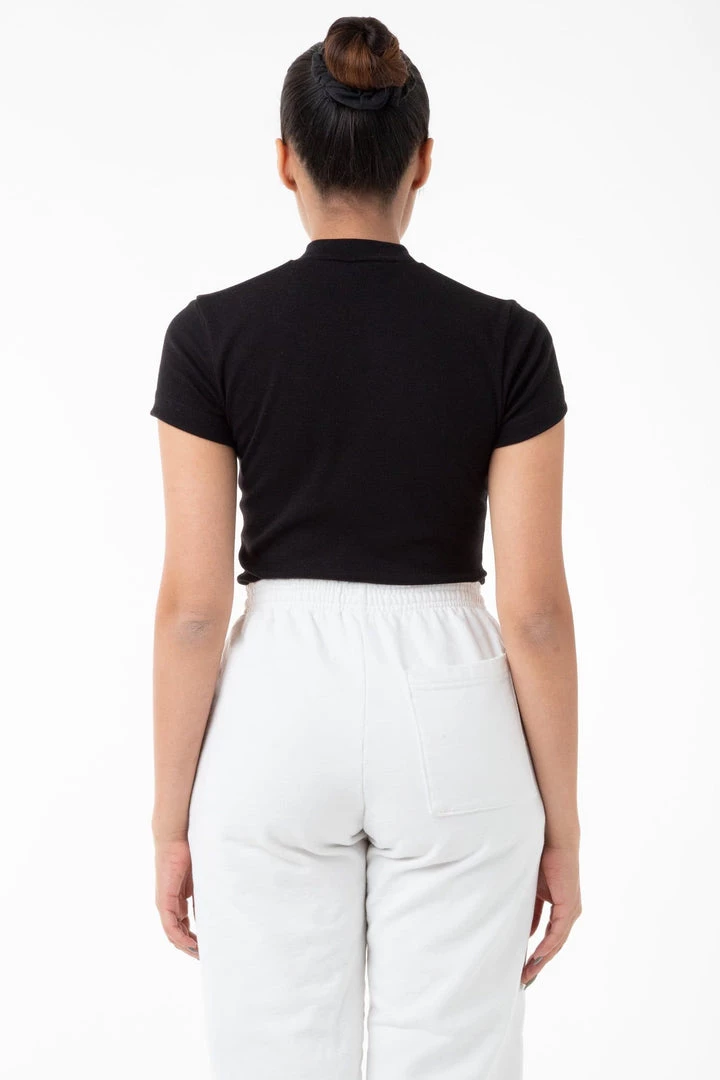 Los Angeles Apparel Women's R4309 - Mockneck Cap Sleeve Baby Tee 7 Los Angeles Apparel Women's R4309 - Mockneck Cap Sleeve Baby Tee