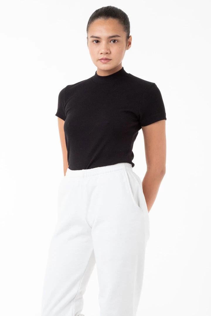 Los Angeles Apparel Women's R4309 - Mockneck Cap Sleeve Baby Tee 6 Los Angeles Apparel Women's R4309 - Mockneck Cap Sleeve Baby Tee