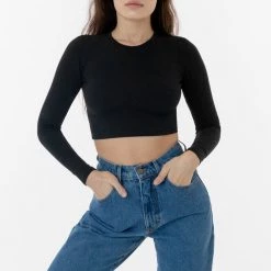 Los Angeles Apparel 83079GD - Garment Dye Long Sleeve Crop Top