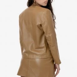 Los Angeles Apparel Women's RLH3000 - Leather Collarless Blazer