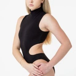Los Angeles Apparel PON127 - Ponte Mockneck Cutout Bodysuit Women's