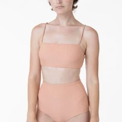 Los Angeles Apparel RRS075 - The Ribbed Minimalist Crop Swim Top
