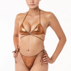 Los Angeles Apparel Women's RMH3004 - Shiny Matrix String Bikini Bottom