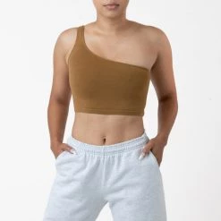 Los Angeles Apparel Women's 8389GD - Garment Dye One Shoulder Crop Top