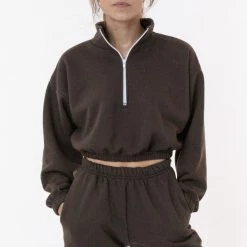 Los Angeles Apparel Women's F396 - Flex Fleece Half Zip Cropped Pullover