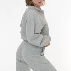 Los Angeles Apparel CF396 - Cotton Fleece Half Zip Cropped Pullover Women's