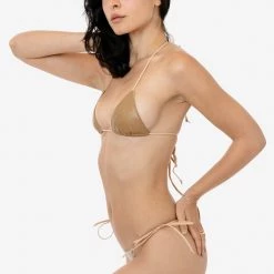 Los Angeles Apparel RLH3437 - Leather Thong Nylon String Bikini Bottom Women's