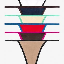 Los Angeles Apparel Women's 43013SET - Contrast Baby Rib Thong 7-Pack