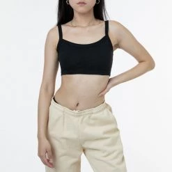 Los Angeles Apparel Women's FF016 - Poly Cotton Cropped Spaghetti Tank Top