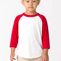 Los Angeles Apparel FF1053 - Toddler 3/4 Sleeve Poly Cotton Raglan Kid's