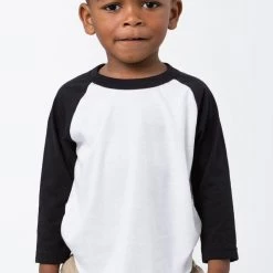 Los Angeles Apparel FF1053 - Toddler 3/4 Sleeve Poly Cotton Raglan Kid's