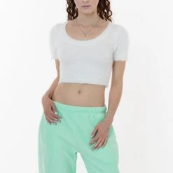 Los Angeles Apparel Women's RFK4980 - Short Sleeve Fuzzy Sweater