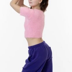 Los Angeles Apparel Women's RFK4980 - Short Sleeve Fuzzy Sweater