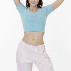 Los Angeles Apparel Women's RFK4980 - Short Sleeve Fuzzy Sweater