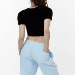 Los Angeles Apparel Women's RFK4980 - Short Sleeve Fuzzy Sweater