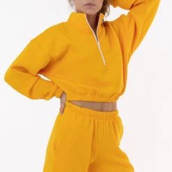 Los Angeles Apparel Women's F396 - Flex Fleece Half Zip Cropped Pullover