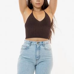 Los Angeles Apparel RFK406 - Viscose Nylon Cropped V-Neck Halter Top 17 Los Angeles Apparel RFK406 - Viscose Nylon Cropped V-Neck Halter Top