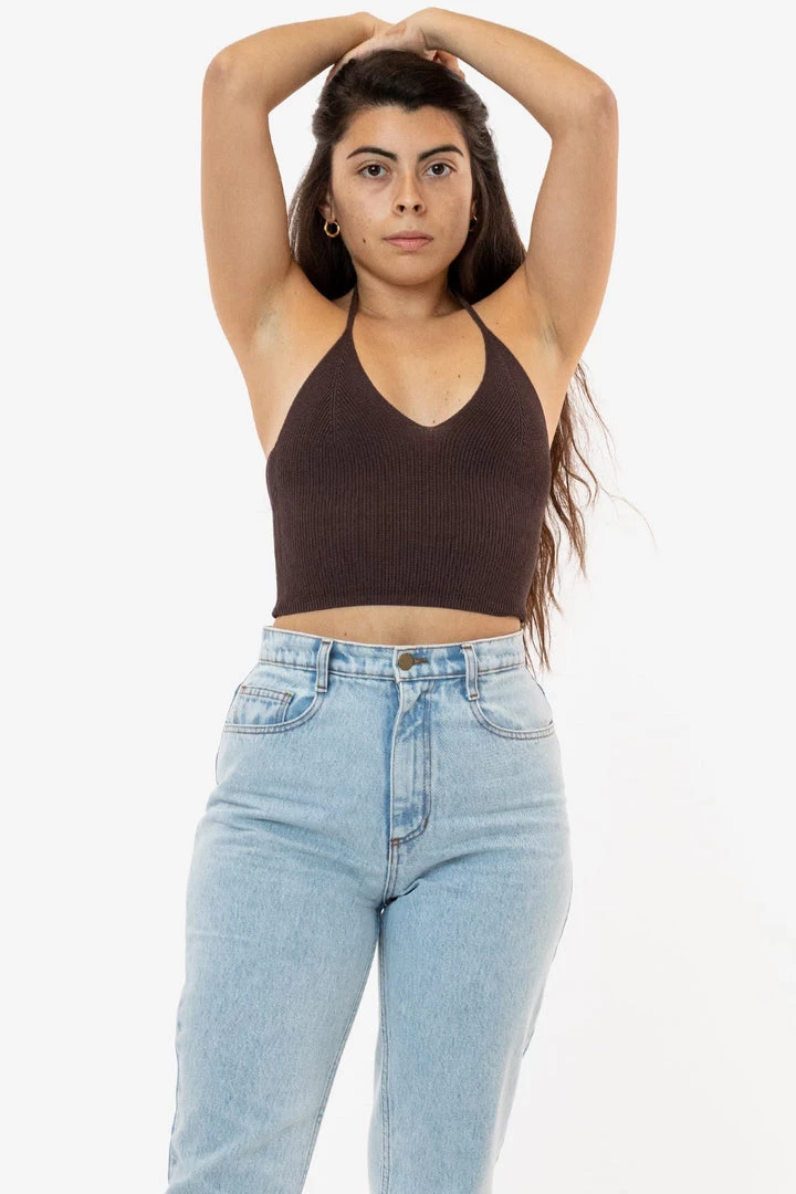 Los Angeles Apparel RFK406 - Viscose Nylon Cropped V-Neck Halter Top 8 Los Angeles Apparel RFK406 - Viscose Nylon Cropped V-Neck Halter Top