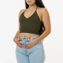 Los Angeles Apparel RFK406 - Viscose Nylon Cropped V-Neck Halter Top 16 Los Angeles Apparel RFK406 - Viscose Nylon Cropped V-Neck Halter Top
