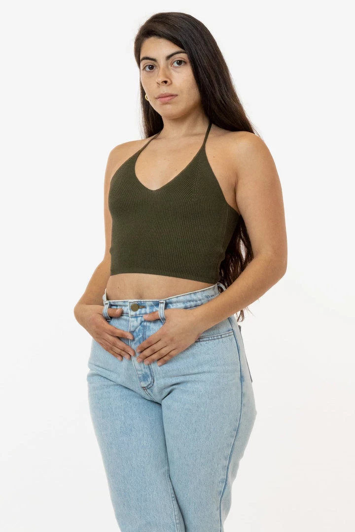 Los Angeles Apparel RFK406 - Viscose Nylon Cropped V-Neck Halter Top 7 Los Angeles Apparel RFK406 - Viscose Nylon Cropped V-Neck Halter Top