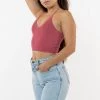 Los Angeles Apparel RFK406 - Viscose Nylon Cropped V-Neck Halter Top