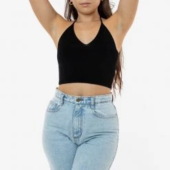 Los Angeles Apparel RFK406 - Viscose Nylon Cropped V-Neck Halter Top 19 Los Angeles Apparel RFK406 - Viscose Nylon Cropped V-Neck Halter Top