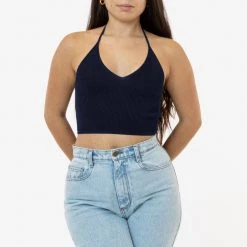 Los Angeles Apparel RFK406 - Viscose Nylon Cropped V-Neck Halter Top 20 Los Angeles Apparel RFK406 - Viscose Nylon Cropped V-Neck Halter Top