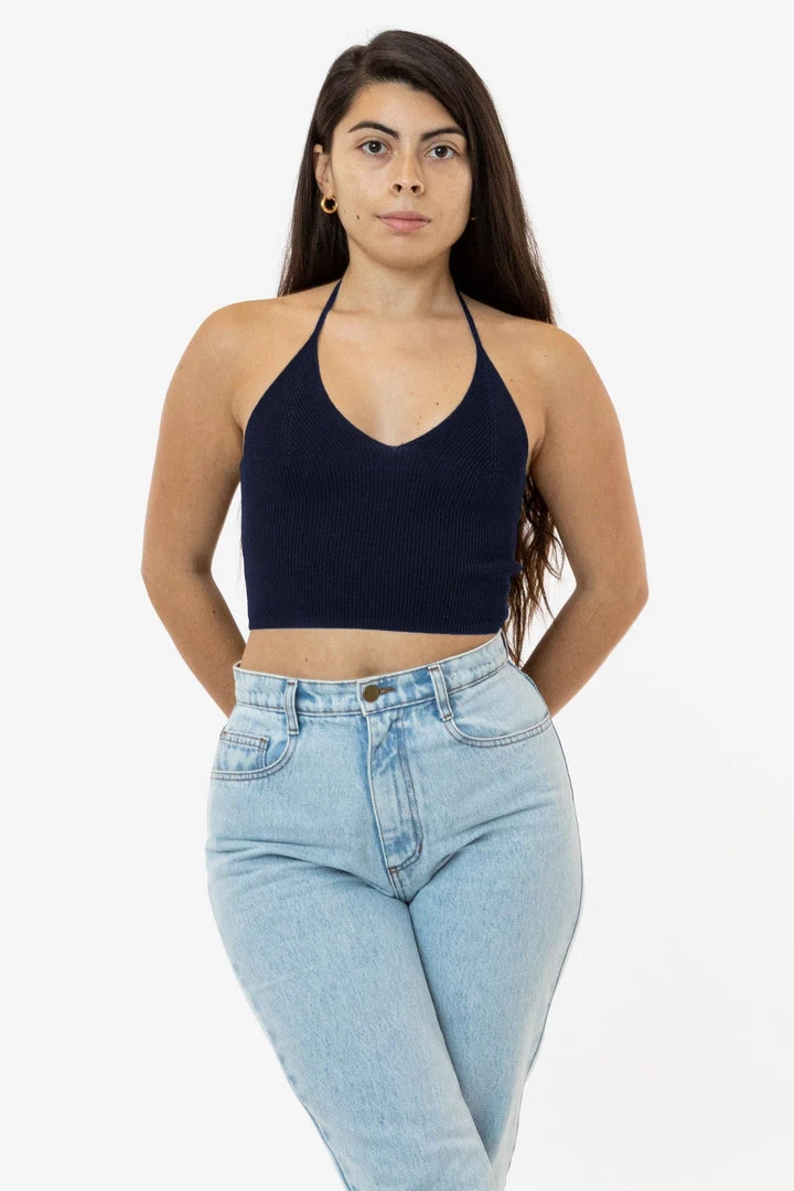 Los Angeles Apparel RFK406 - Viscose Nylon Cropped V-Neck Halter Top 11 Los Angeles Apparel RFK406 - Viscose Nylon Cropped V-Neck Halter Top