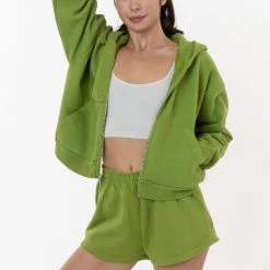 Los Angeles Apparel Women's HF16GD - Garment Dye 14oz. Cropped Heavy Fleece Zip Up Hooded Sweatshirt