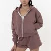 Los Angeles Apparel Women's HF16GD - Garment Dye 14oz. Cropped Heavy Fleece Zip Up Hooded Sweatshirt