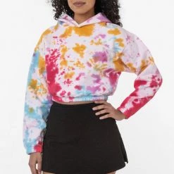 Los Angeles Apparel CF399TD - Tie Dye Cropped Pullover Hoodie