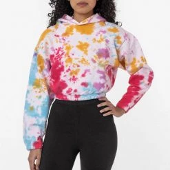 Los Angeles Apparel CF399TD - Tie Dye Cropped Pullover Hoodie