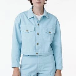Los Angeles Apparel RBDW03GD - Garment Dye Cropped Bull Denim Jacket (Limited Edition) Women's