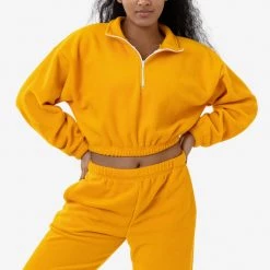 Los Angeles Apparel PF306 - Cropped Polar Fleece Half Zip Pullover Women's