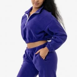 Los Angeles Apparel PF306 - Cropped Polar Fleece Half Zip Pullover Women's