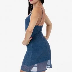 Los Angeles Apparel RNS783P - Printed Micro Mesh Spaghetti Dress