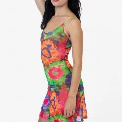 Los Angeles Apparel RNS783P - Printed Micro Mesh Spaghetti Dress