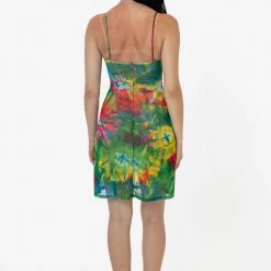Los Angeles Apparel RNS783P - Printed Micro Mesh Spaghetti Dress