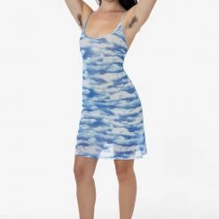Los Angeles Apparel RNS783P - Printed Micro Mesh Spaghetti Dress