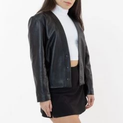 Los Angeles Apparel Women's RLH3000 - Leather Collarless Blazer