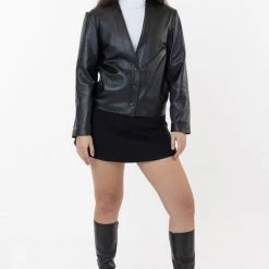 Los Angeles Apparel Women's RLH3000 - Leather Collarless Blazer