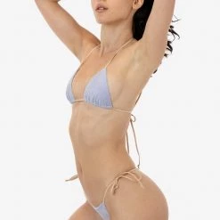 Los Angeles Apparel RLH3437 - Leather Thong Nylon String Bikini Bottom Women's