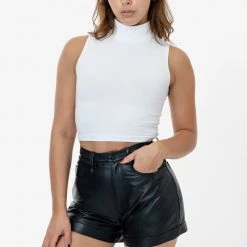 Los Angeles Apparel Women's RLH3015 - Leather Cuffed Short 13 Los Angeles Apparel Women's RLH3015 - Leather Cuffed Short