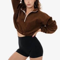 Los Angeles Apparel PF306 - Cropped Polar Fleece Half Zip Pullover Women's