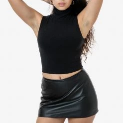 Los Angeles Apparel RLH739 - Leather Micro Mini Skort Women's