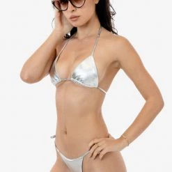 Los Angeles Apparel Women's RLH741 - Metallic Leather Bikini Bottom