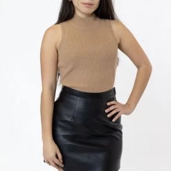 Los Angeles Apparel RFK382 - Cashmere Knit Sleeveless Mock Neck Women's